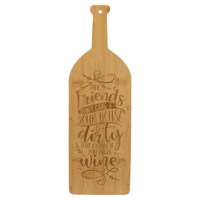 17" X 5 1/4" Wine Bottle Shaped Bamboo Board
