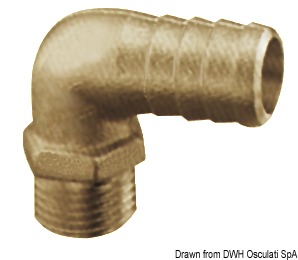 Brass hose adapter 90� 3/8" 15 mm