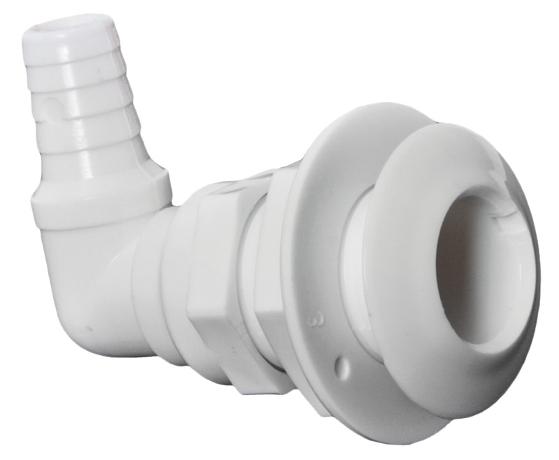 90� seacock white plastic 1" x 25 mm