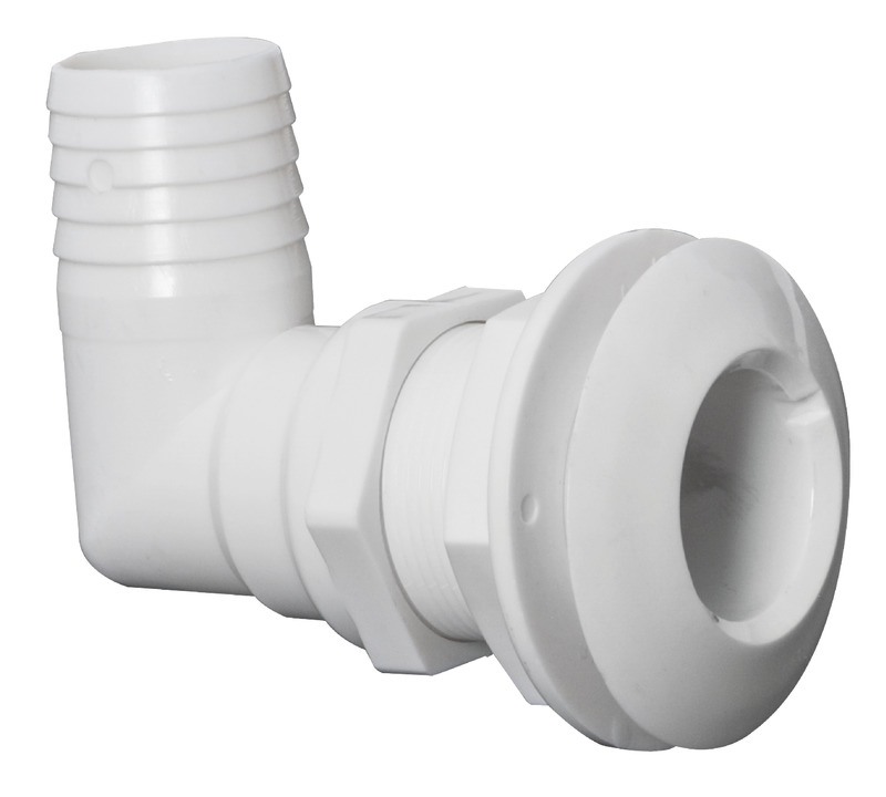 90� seacock white plastic 1"1/2 x 38 mm