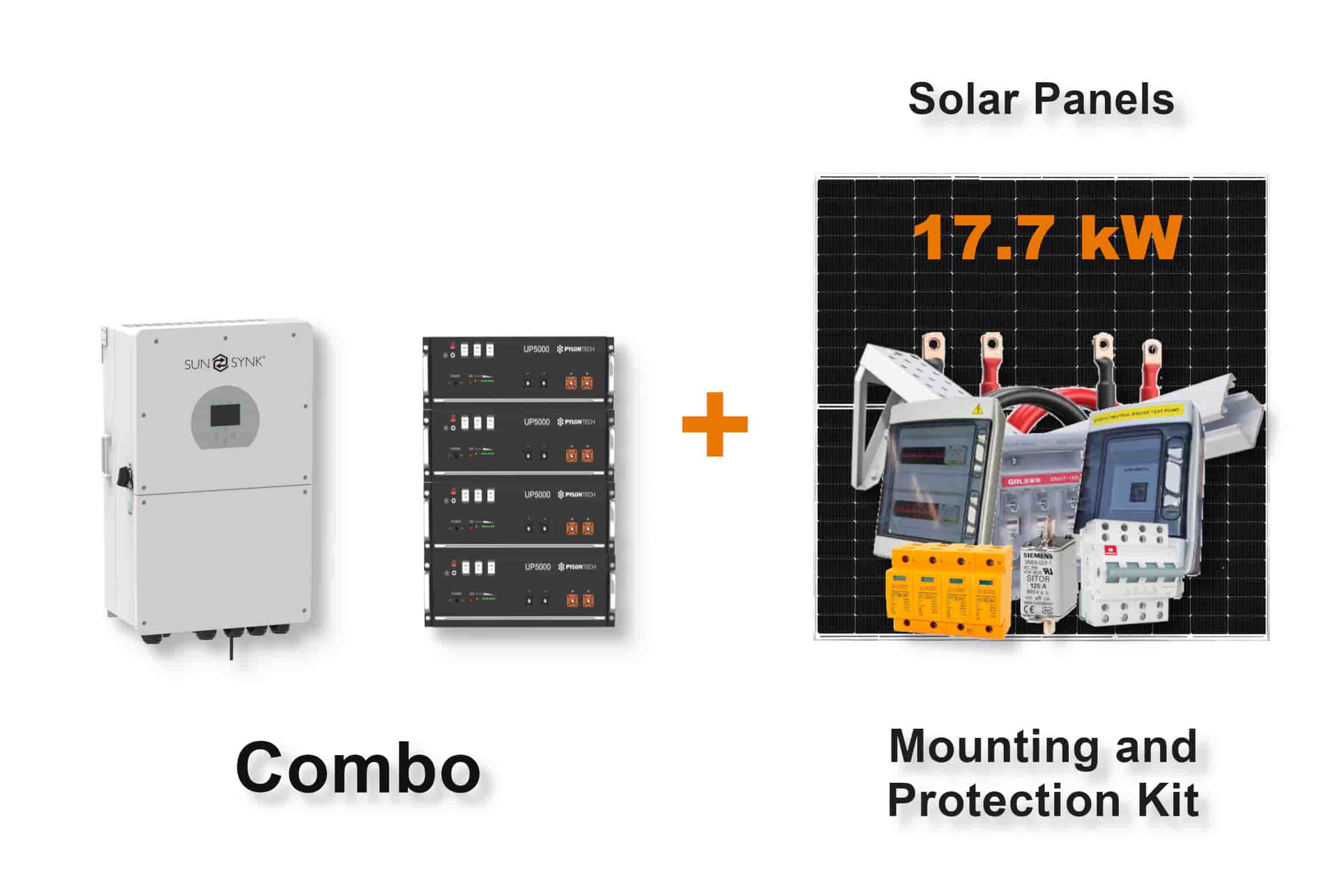16.0 kW SUNSYNK Hybrid - PYLONTECH Combo, c/w 4x 4.8 kWh Lithium Batteries