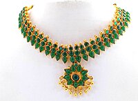 Panchalokam/Copper/Impon One Gram Gold Finish & Real Kempstones /Attigai/Addige