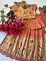 V765:Beautiful Two In One Paithani Tissue Lehenga Sets V765:Beautiful Two In One Paithani Tissue Lehenga Sets
