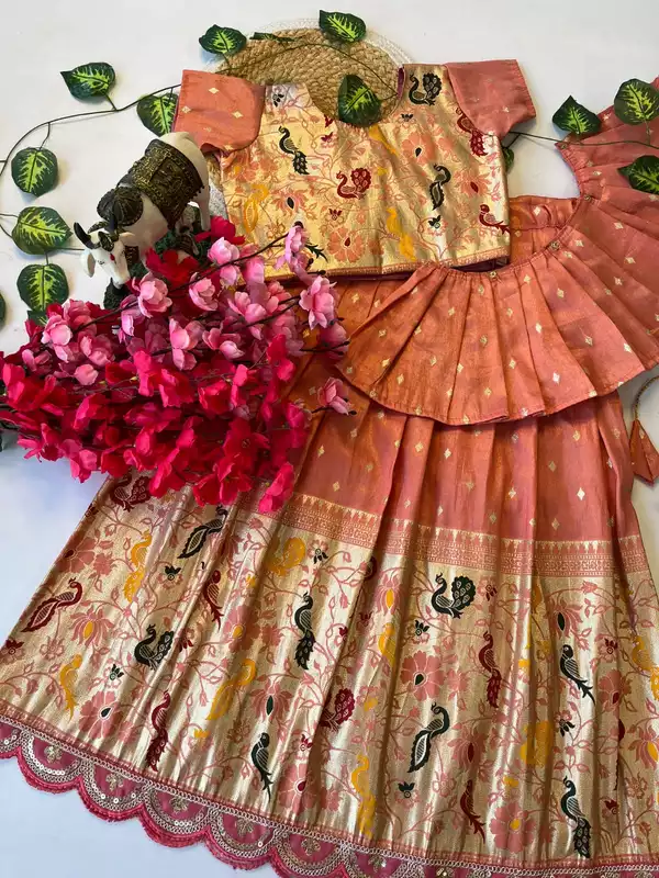 V765:Beautiful Two In One Paithani Tissue Lehenga Sets V765:Beautiful Two In One Paithani Tissue Lehenga Sets