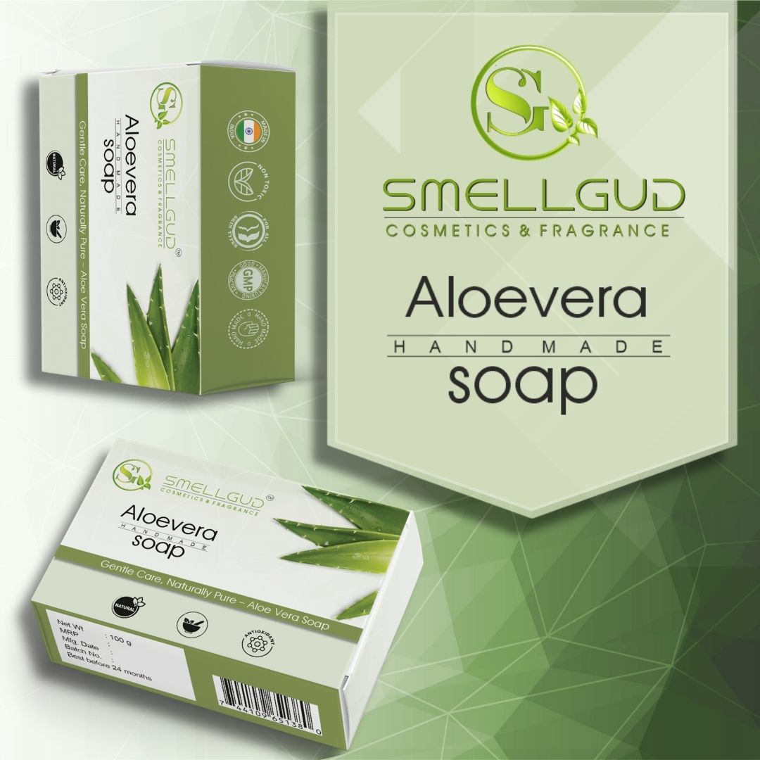 Smellgud cosmetics Natural Aloe Vera Soap|Natural Handmade Soap | Herbal Bathing Soap For Healthy Skin|Natural Soap With Essential Oils|Soap For Soft Skin|Suitable For All Skin