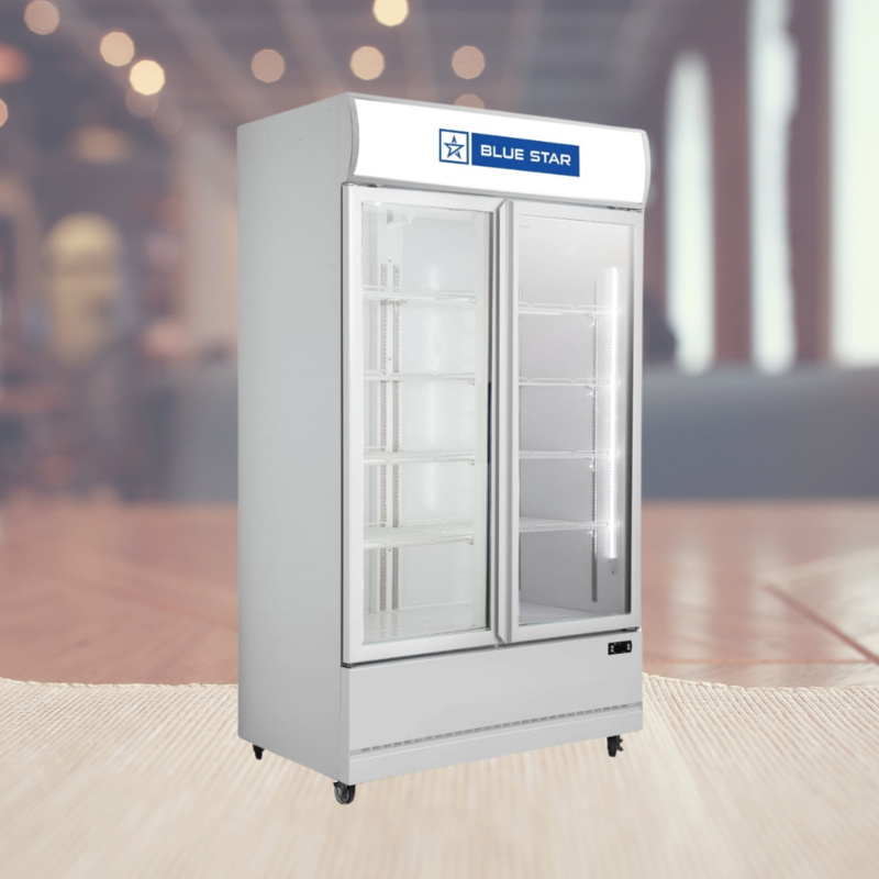 Self-Closing Doors: Self-closing doors of Blue Star VC800CD Visi Cooler for energy efficiency