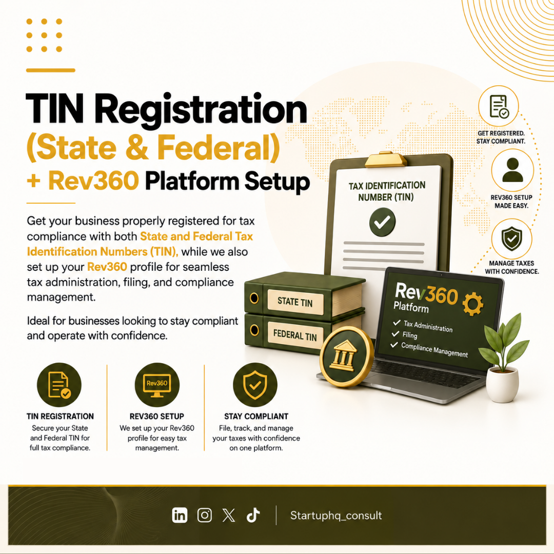 TIN Registration (State & Federal) + Rev360 Platform Setup