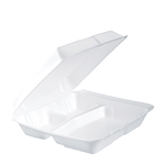 Dart Foam Hinged Container (Non-Perf) Large 3 Comp 9 1/2 x 9 1/4 x x 3 2 / 100 cs