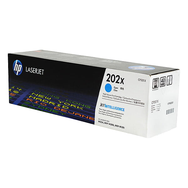 HP 202X (CF501X) Toner Cartridge, Cyan, High Yield.