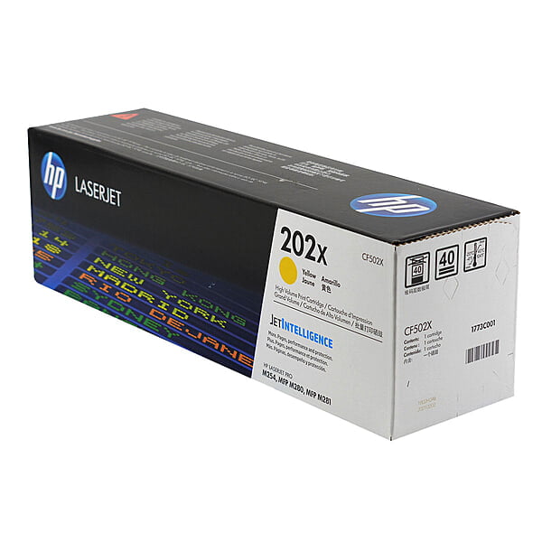HP 202X (CF502X) Toner Cartridge, Yellow, High Yield.