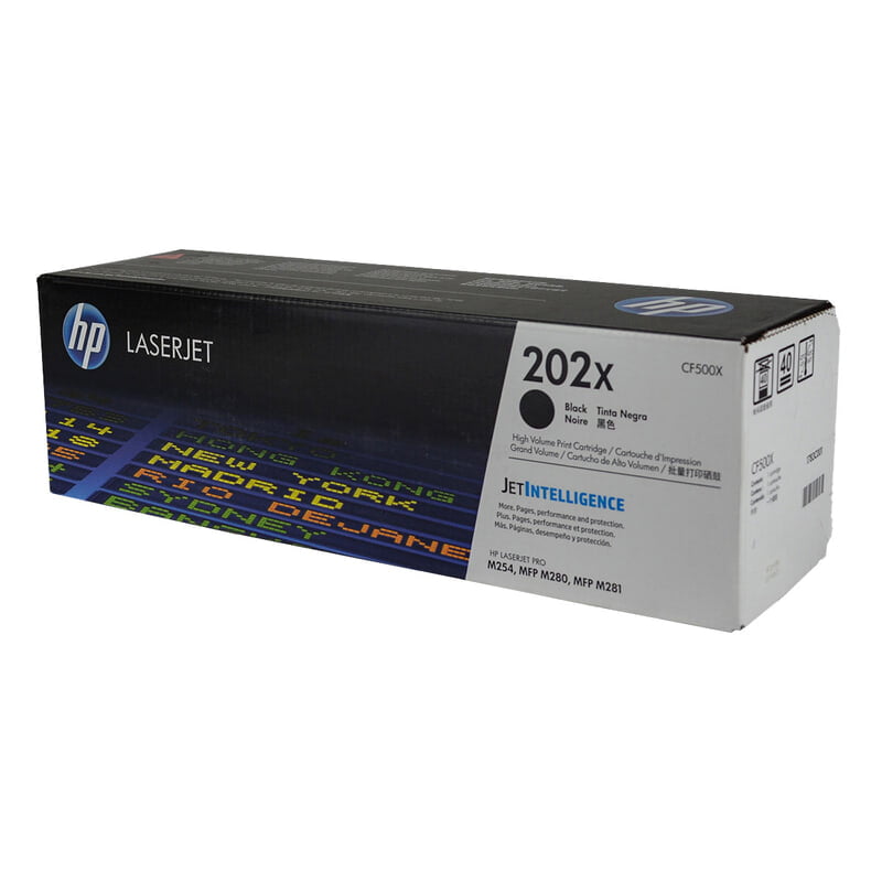 HP 202X (CF500X) Toner Cartridge, Black, High Yield.