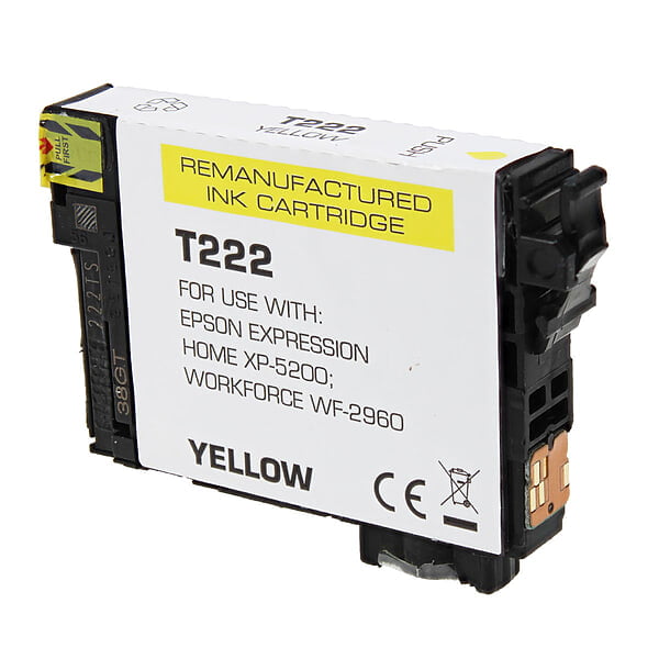 Epson 222 (T222420) Inkjet Cartridge, Yellow, Standard Yield.