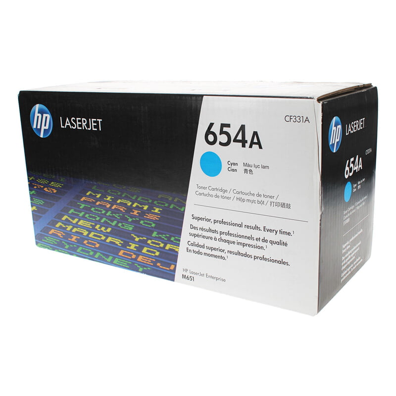 HP 654A (CF331A) Toner Cartridge, Cyan, Standard Yield.