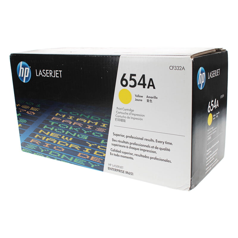 HP 654A (CF332A) Toner Cartridge, Yellow, Standard Yield.