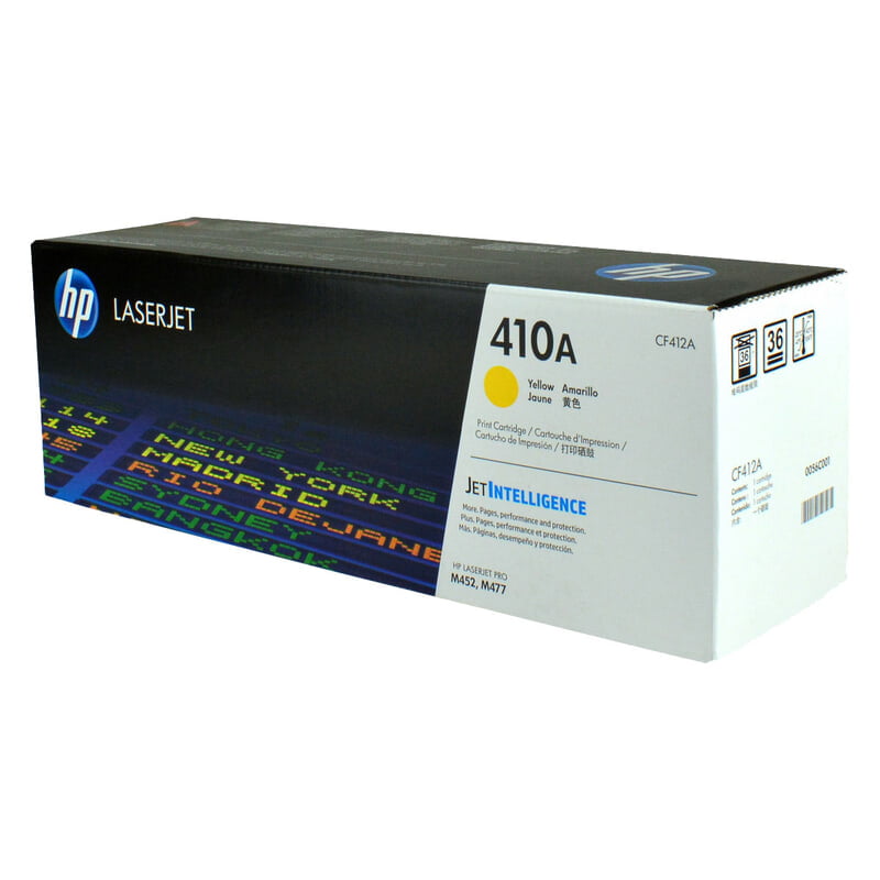 HP 410A (CF412A) Toner Cartridge, Yellow, Standard Yield.