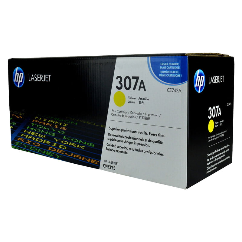 HP 307A (CE742A) Toner Cartridge, Yellow, Standard Yield.