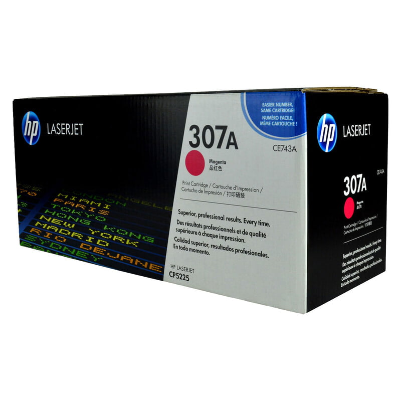 HP 307A (CE743A) Toner Cartridge, Magenta, Standard Yield.