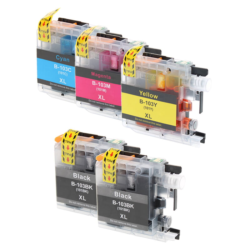 Brother LC103 (LC103BK/LC103C/LC103M/LC103Y) Inkjet Color Combo, 2xBlack, Cyan, Magenta, Yellow, High Yield.