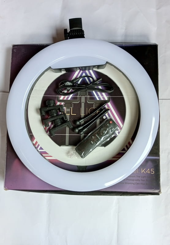 RING LIGHT 18INCHES WITH 3 PHONES  HOLDERS+ REMOTE CONTROL WITH TRIPOD STAND