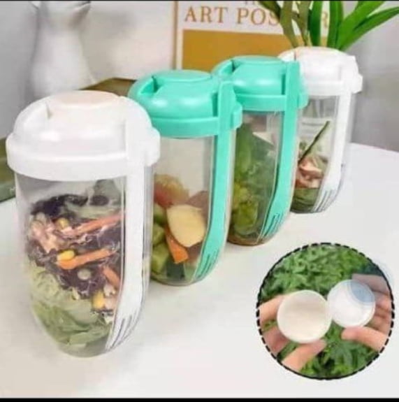 PORTABLE MILK CUP  FRUITS CUP WITH FORK - SOUVENIR IDEA