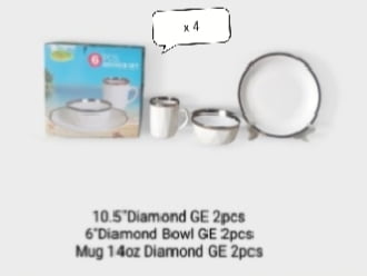 12PIECES  DIAMOND CERAMIC DINNER SET