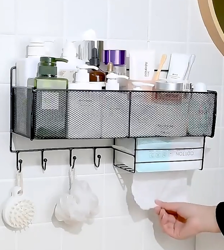 WALL MESH STORAGE WITH HANGERS AND  DRAWERS