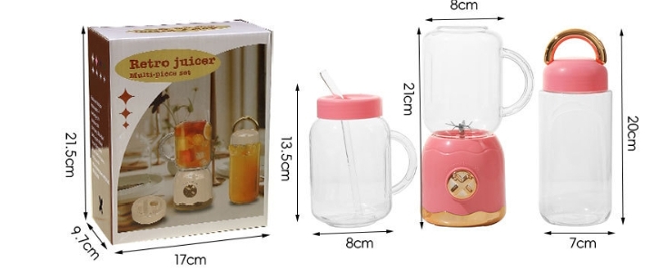 RETRO DOUBLE CUP AUTOMATIC JUICER SMOOTHIE MAKER FRUITS BLENDER