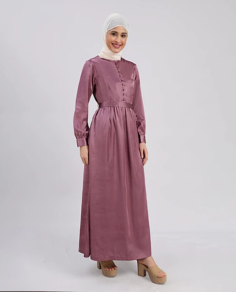PEACH BLOSSOM SATIN DRESS