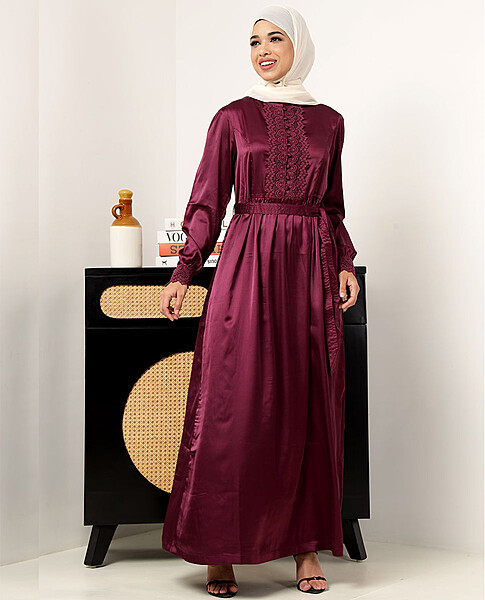 ROYAL MAROON LACED DRESS