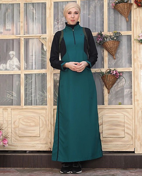 TEAL AND BLACK ESSENTIAL JILBAB