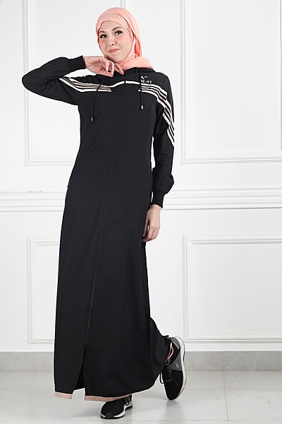 BLACK STRIPE UTILITY JILBAB