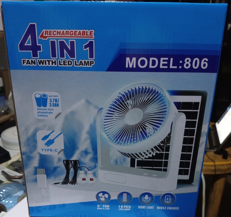 EUROSONIC 6" RECHARGEABLE FAN (MODEL 806) - 6INCHES WITH LED LIGHT