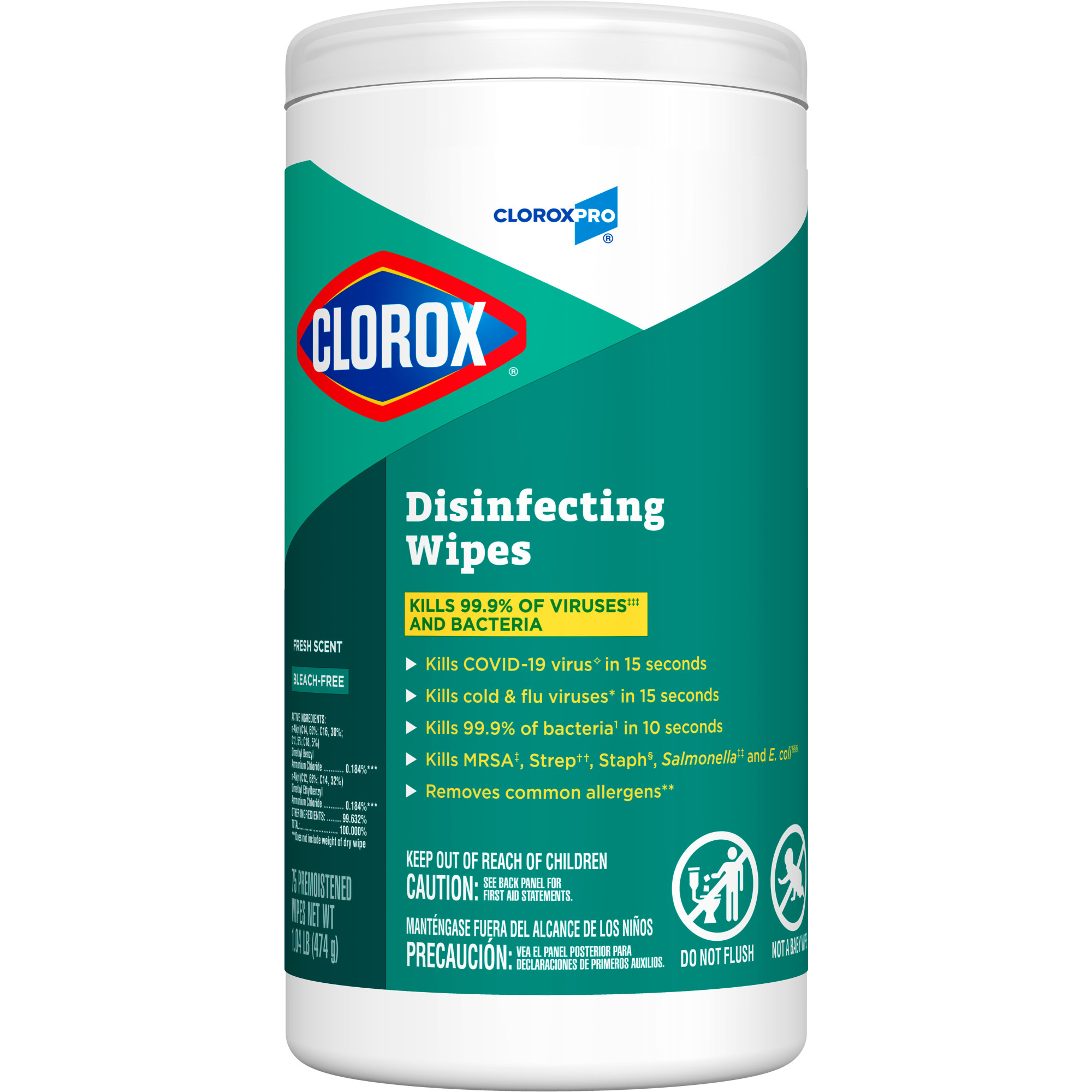 Clorox Disinfecting Wipes 75 Count Fresh Scent 7" X 8" 6 / cs