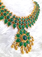 Panchalokam/Copper/Impon One Gram Gold Finish & Real Kempstones /Attigai/Addige