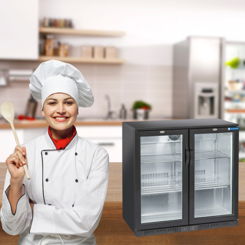 This Blue Star 2-door backbar chiller combines style, functionality, and efficiency.