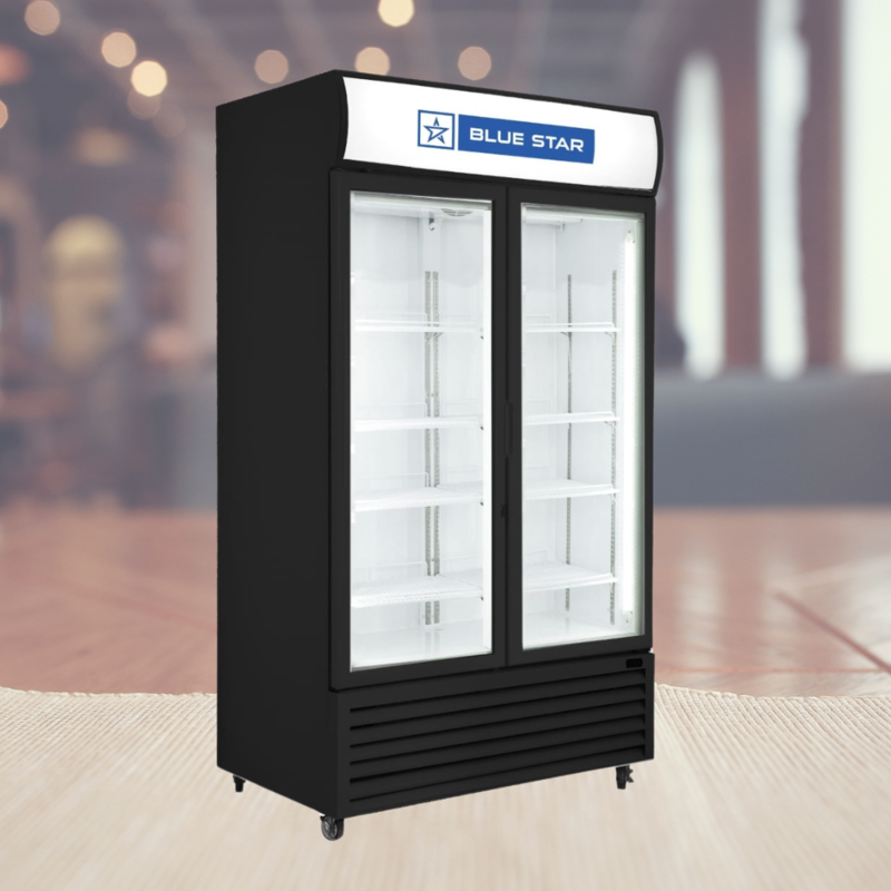 Self-Closing Doors: Self-closing doors of Blue Star VC800CD Visi Cooler for energy efficiency