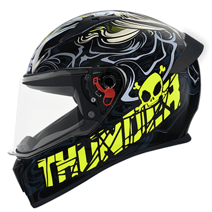 STUDDS THUNDER D9 BLACK N5 YELLOW C/V (XL) WITH SPOILER AND MIRROR VISOR