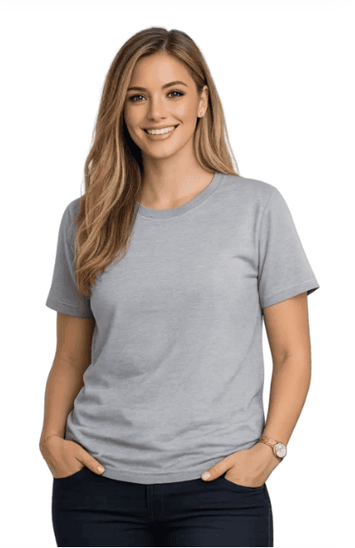 180CCL GSM Carded Cotton Ladies Short Sleeve T-Shirts