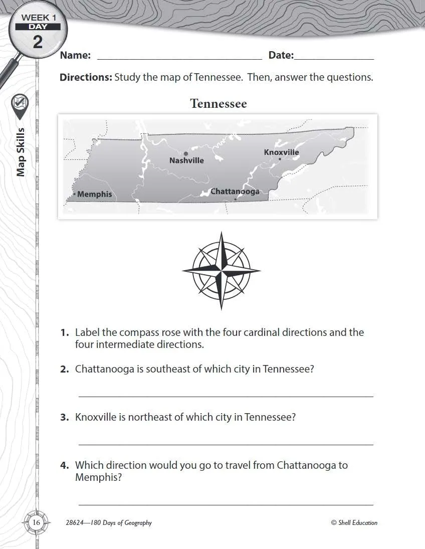 180 Days™: Social Studies, Geography for 3rd Grade Practice Workbook for Classroom and Home