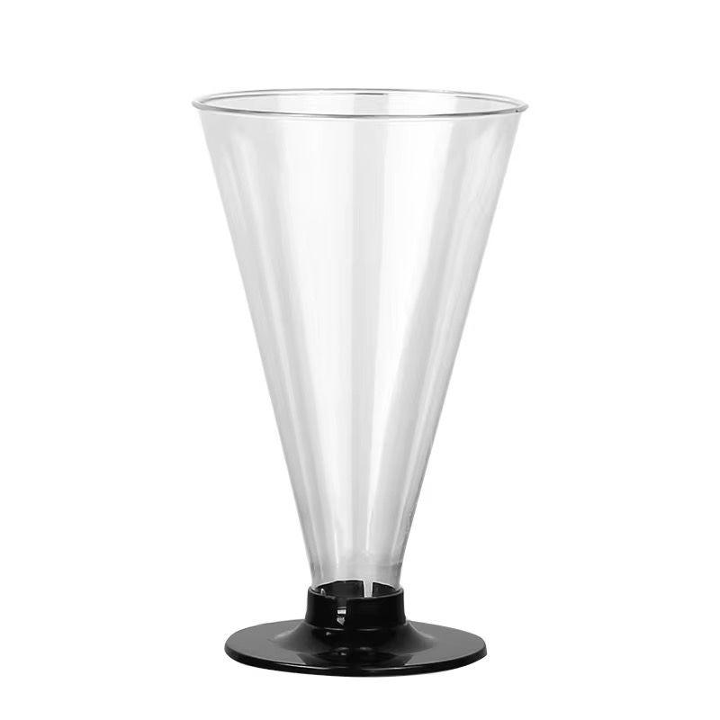 180ML ACRYLIC CONE SHAPE DESSERT CUP WITH BLACK BASE