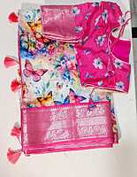 F38: Ready To Ship Beautiful Soft Silk Saree With Stitched Blouse