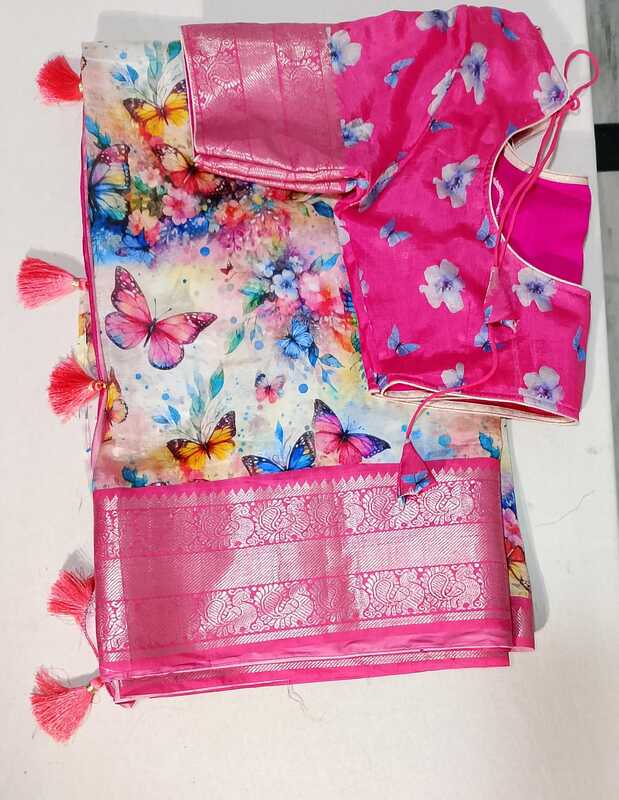 F38: Ready To Ship Beautiful Soft Silk Saree With Stitched Blouse