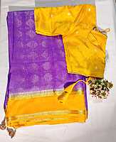 J284: Ready To Ship Beautiful Chinnon Silk Saree With Stitched Blouse