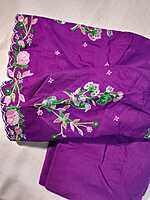 K032: Ready To Ship Beautiful Pattu Purple  Work Blouse
