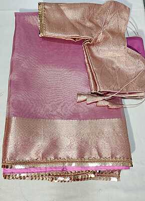J405: Ready To Ship Beautiful Organza Saree With Stitched Blouse