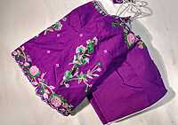 K032: Ready To Ship Beautiful Pattu Purple  Work Blouse