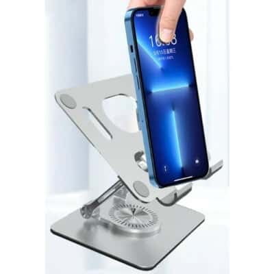 STAINLESS STEEL 360° ROTATING ADJUSTABLE DESKTOP PHONE TABLET STAND