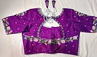 K032: Ready To Ship Beautiful Pattu Purple  Work Blouse