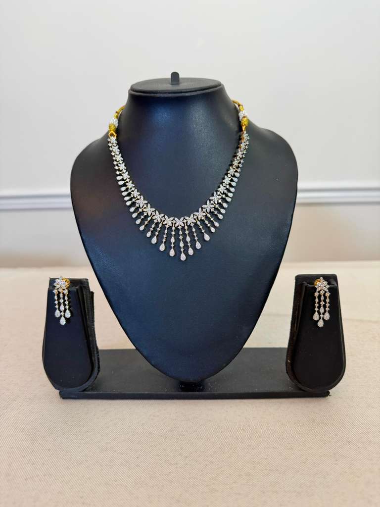 H34: Ready To Ship Beautiful White Stone Necklace Set