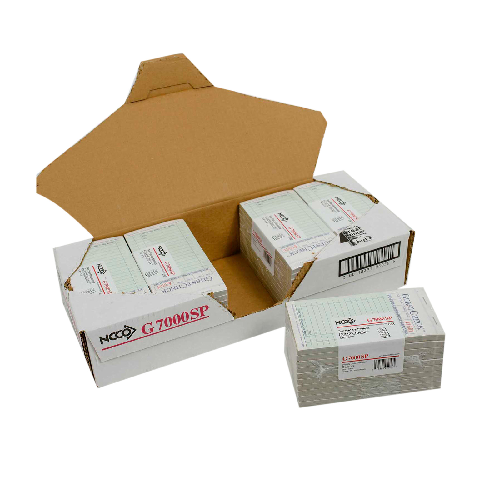 National Checking Two-Part Carbonless Guest Check 3.40" x 6.75" Green Bulk Pack Med 50 / 50 cs